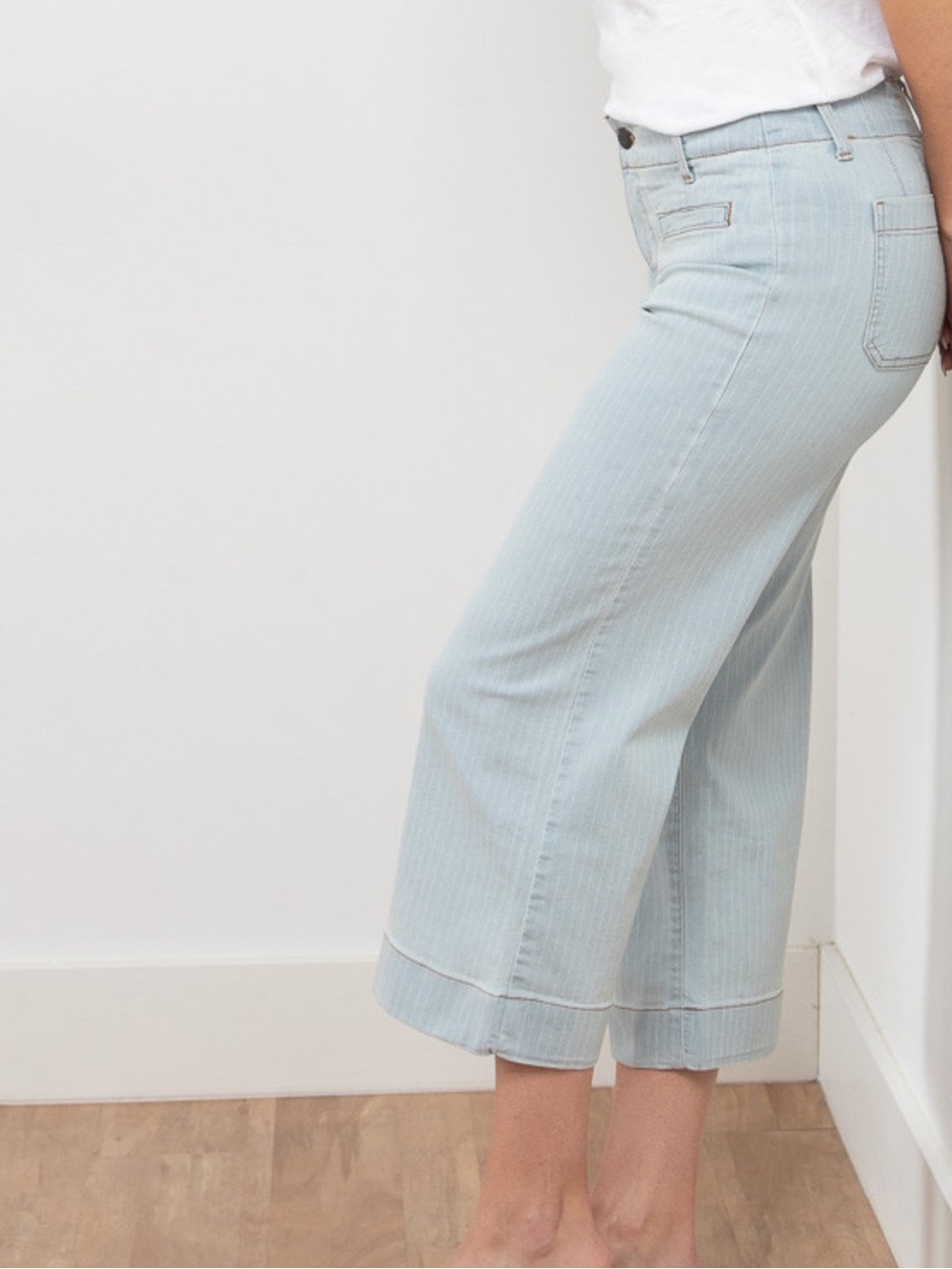 Cleo Haylie Stripe Wide Crop Jeans